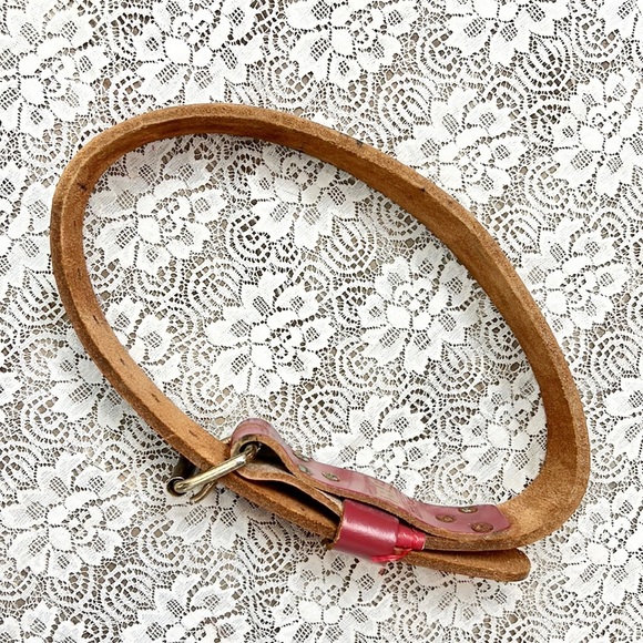 EVERLAST |✨VINTAGE!✨ Red Thick Leather Workout Gym Belt SMALL 24” to 32” - Picture 4 of 8